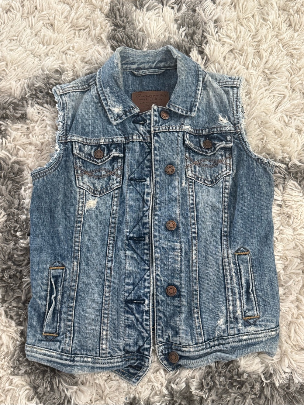 Abercrombie & Fitch Blue Denim Jacket with Leather Patch